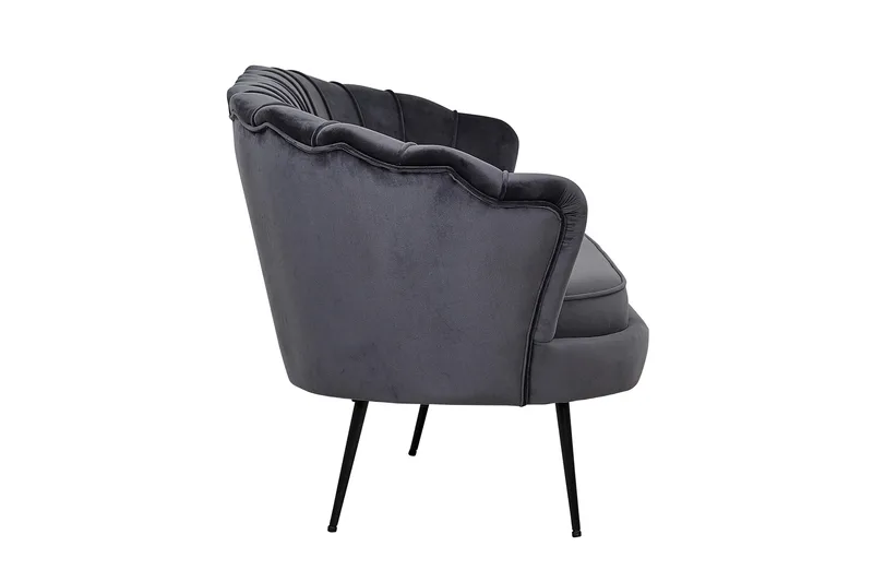 Calais 3-seter Buet Sofa 180 cm i Fløyel - Mørkegrå - Møbler - Sofaer - 3 seter sofa