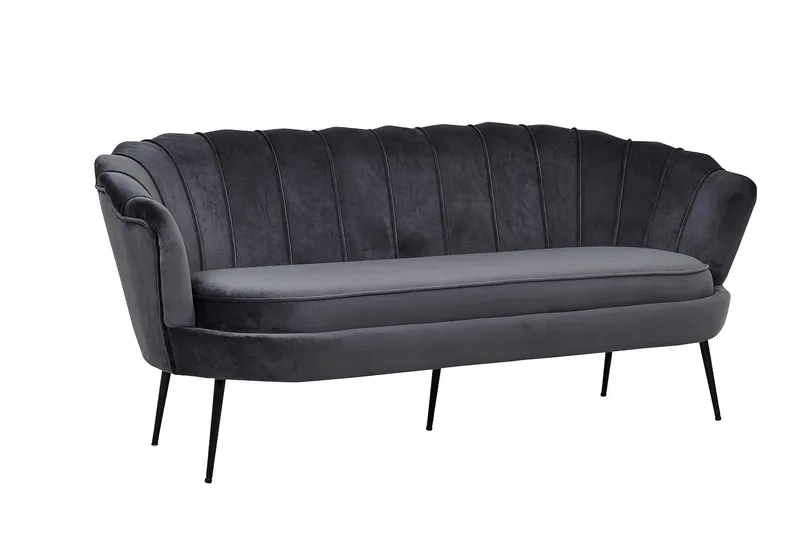 Calais 3-seter Buet Sofa 180 cm i Fløyel - Mørkegrå - Møbler - Sofaer - 3 seter sofa