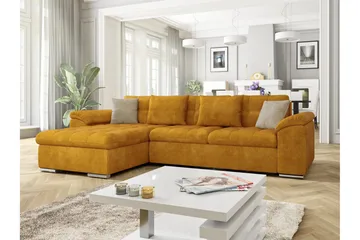 Camior Sofa med Divan 3-seter - Gul/Beige - Møbler - Sofaer - Fløyelssofaer