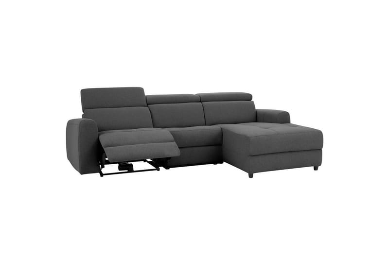 Capena 3-seter Høyrevendt L-formet Hjørnesofa 275 cm med Recliner i Stoff - Grå - Møbler - Sofaer - Reclinersofaer