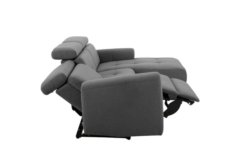 Capena 3-seter Høyrevendt L-formet Hjørnesofa 275 cm med Recliner i Stoff - Grå - Møbler - Sofaer - Reclinersofaer