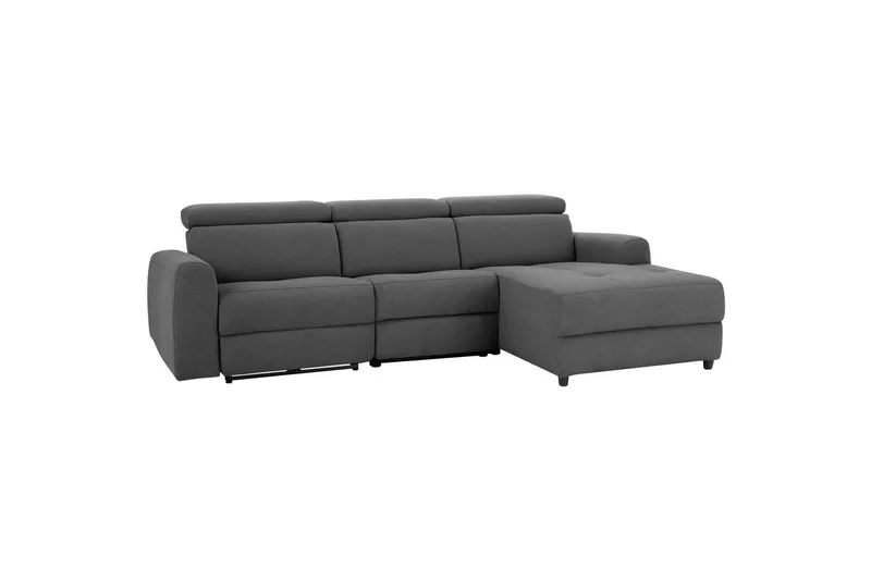 Capena 3-seter Høyrevendt L-formet Hjørnesofa 275 cm med Recliner i Stoff, Grå