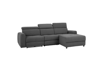 Capena 3-seter Høyrevendt L-formet Hjørnesofa 275 cm med Recliner i Stoff - Grå - Møbler - Sofaer - Reclinersofaer