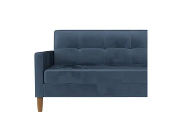 Chaiselong Lilly Blå, Fløyel - Blå, Fløyel - Møbler - Sofaer - Sofaer med sjeselong - 3 seters sofa med divan