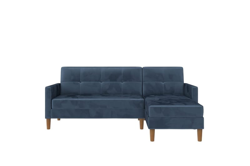 Chaiselong Lilly Blå, Fløyel - Blå, Fløyel - Møbler - Sofaer - Sofaer med sjeselong - 3 seters sofa med divan