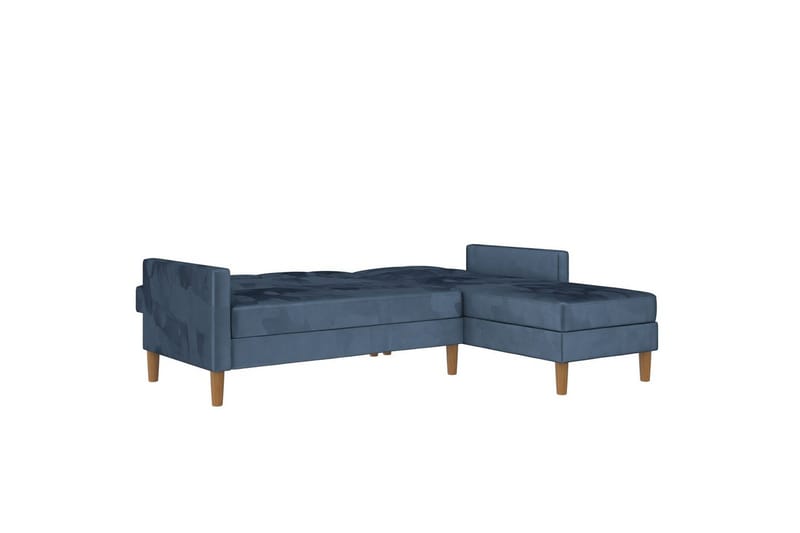 Chaiselong Lilly Blå, Fløyel - Blå, Fløyel - Møbler - Sofaer - Sofaer med sjeselong - 3 seters sofa med divan