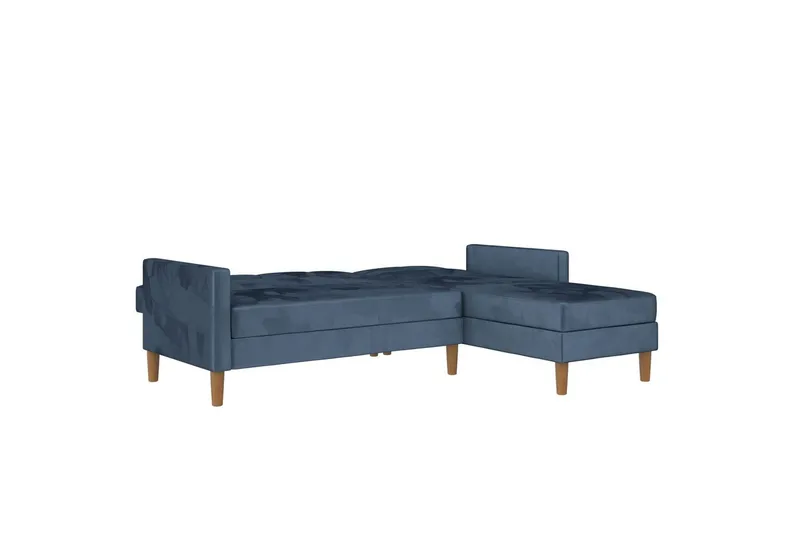 Chaiselong Lilly Blå, Fløyel - Blå, Fløyel - Møbler - Sofaer - Sofaer med sjeselong - 3 seters sofa med divan