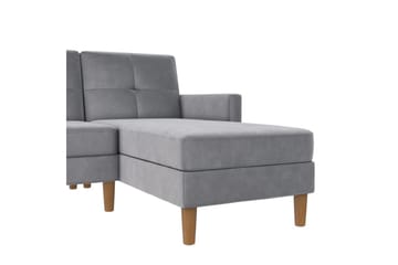 Chaiselong Lilly Lys grå, Fløyel - Lys grå, Fløyel - Møbler - Sofaer - Sofaer med sjeselong - 3 seters sofa med divan