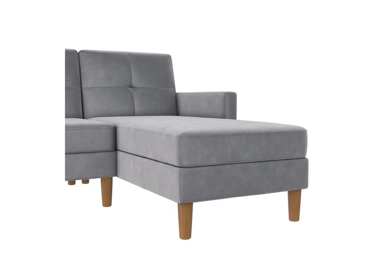 Chaiselong Lilly Lys grå, Fløyel - Lys grå, Fløyel - Møbler - Sofaer - Sofaer med sjeselong - 3 seters sofa med divan
