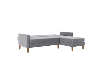 Chaiselong Lilly Lys grå, Fløyel - Lys grå, Fløyel - Møbler - Sofaer - Sofaer med sjeselong - 3 seters sofa med divan