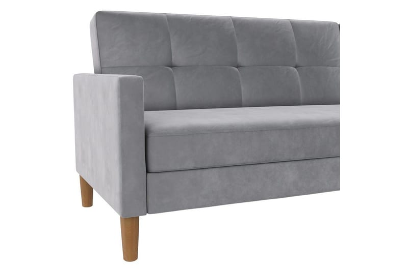 Chaiselong Lilly Lys grå, Fløyel - Lys grå, Fløyel - Møbler - Sofaer - Sofaer med sjeselong - 3 seters sofa med divan