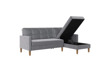 Chaiselong Lilly Lys grå, Fløyel - Lys grå, Fløyel - Møbler - Sofaer - Sofaer med sjeselong - 3 seters sofa med divan