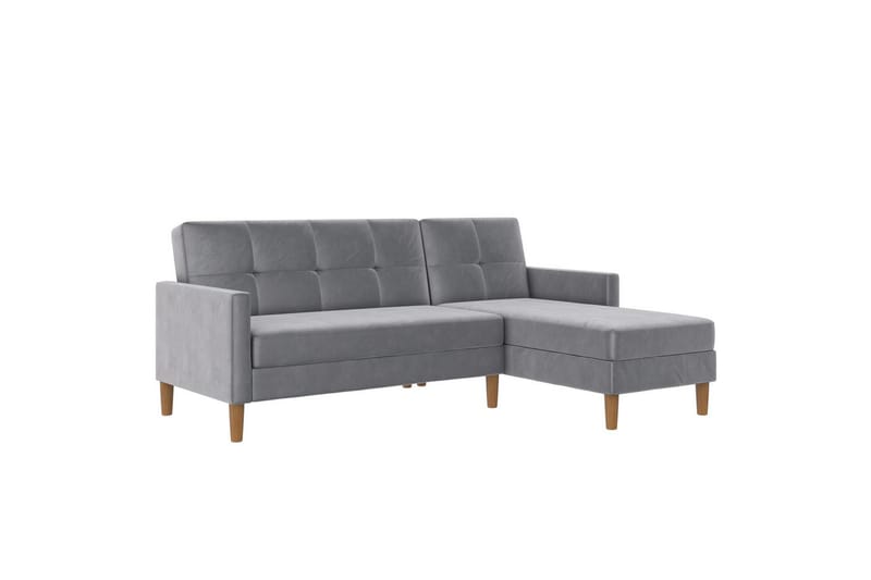 Chaiselong Lilly Lys grå, Fløyel - Lys grå, Fløyel - Møbler - Sofaer - Sofaer med sjeselong