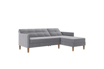 Chaiselong Lilly Lys grå, Fløyel - Lys grå, Fløyel - Møbler - Sofaer - Sofaer med sjeselong