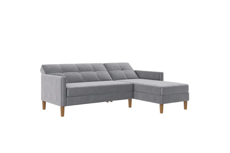 Chaiselong Lilly Lys grå, Fløyel - Lys grå, Fløyel - Møbler - Sofaer - Sofaer med sjeselong