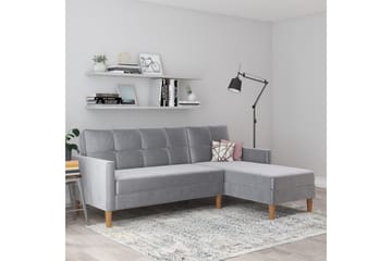 Chaiselong Lilly Lys grå, Fløyel - Lys grå, Fløyel - Møbler - Sofaer - Sofaer med sjeselong