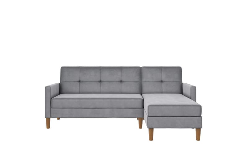 Chaiselong Lilly Lys grå, Fløyel - Lys grå, Fløyel - Møbler - Sofaer - Sofaer med sjeselong