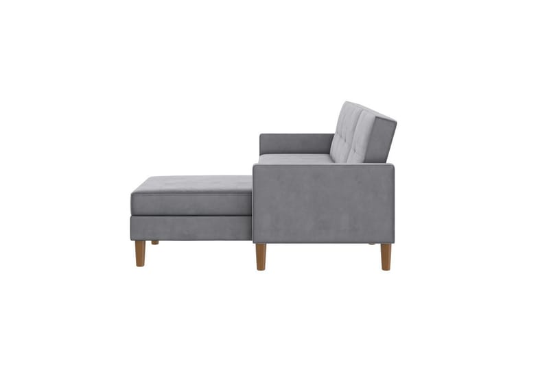Chaiselong Lilly Lys grå, Fløyel - Lys grå, Fløyel - Møbler - Sofaer - Sofaer med sjeselong