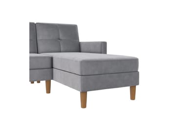 Chaiselong Lilly Lys grå, Fløyel - Lys grå, Fløyel - Møbler - Sofaer - Sofaer med sjeselong
