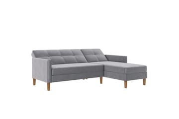 Chaiselong Lilly Lys grå, Fløyel - Lys grå, Fløyel - Møbler - Sofaer - Sofaer med sjeselong - 3 seters sofa med divan