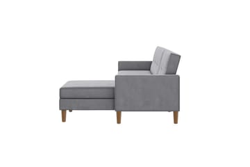 Chaiselong Lilly Lys grå, Fløyel - Lys grå, Fløyel - Møbler - Sofaer - Sofaer med sjeselong - 3 seters sofa med divan