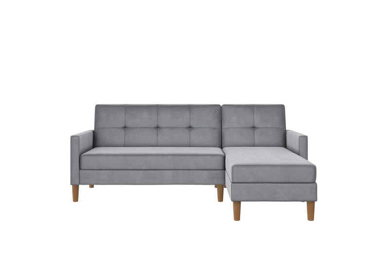 Chaiselong Lilly Lys grå, Fløyel - Lys grå, Fløyel - Møbler - Sofaer - Sofaer med sjeselong - 3 seters sofa med divan