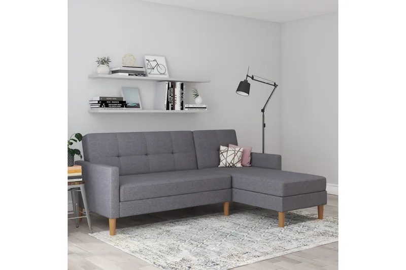 Chaiselong Lilly Lys grå, Lin - Lys grå, Lin - Møbler - Sofaer - Sofaer med sjeselong - 3 seters sofa med divan