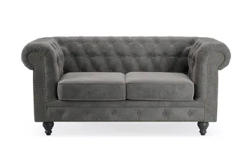 Chesterfield Deluxe 2-seters Sofa - Mørkegrå - Møbler - Sofaer - Fløyelssofaer