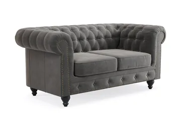 Chesterfield Deluxe 2-seters Sofa - Mørkegrå - Møbler - Sofaer - Fløyelssofaer