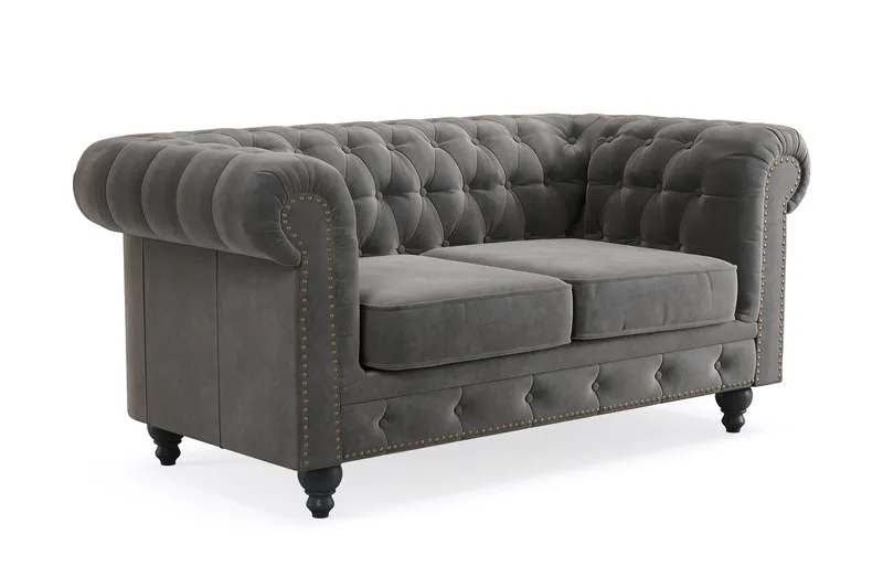 Chesterfield Deluxe 2-seters Sofa - Mørkegrå - Møbler - Sofaer - Fløyelssofaer