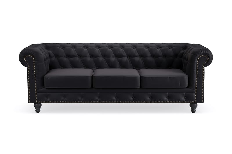 Chesterfield Deluxe 3-seter Sofa - Svart - Møbler - Sofaer - 3 seter sofa