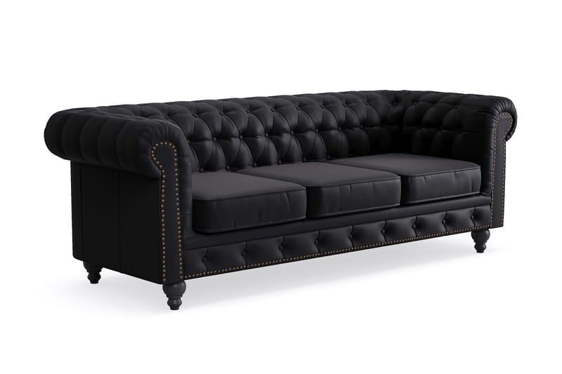 Chesterfield Deluxe 3-seter Sofa - Svart - Møbler - Sofaer - 3 seter sofa