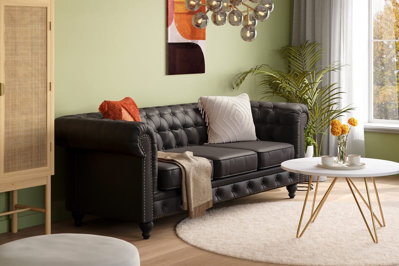 Chesterfield Deluxe 3-seter Sofa - Svart - Møbler - Sofaer - 3 seter sofa