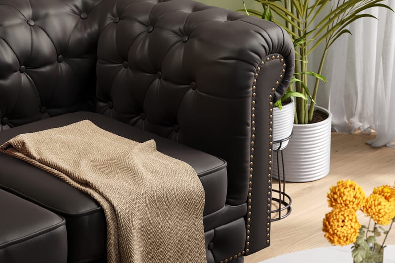 Chesterfield Deluxe 3-seter Sofa - Svart - Møbler - Sofaer - 3 seter sofa