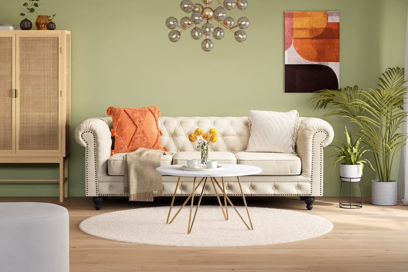 Chesterfield Deluxe 3-seters Sofa - Beige - Møbler - Sofaer - 3 seter sofa
