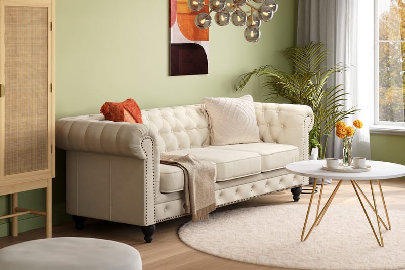 Chesterfield Deluxe 3-seters Sofa - Beige - Møbler - Sofaer - 3 seter sofa
