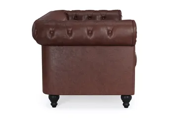 Chesterfield Lyx 2-seter Dyp sofa kunstskinn - Mørkebrun - Møbler - Sofaer - Skinnsofaer
