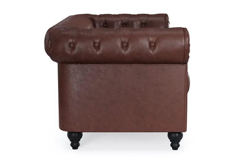 Chesterfield Lyx 2-seter Dyp sofa kunstskinn - Mørkebrun - Møbler - Sofaer - Skinnsofaer