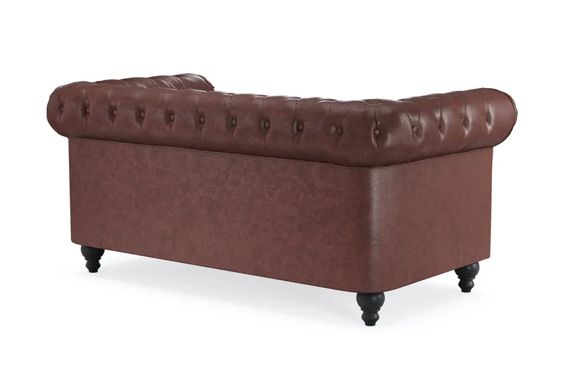 Chesterfield Lyx 2-seter Dyp sofa kunstskinn - Mørkebrun - Møbler - Sofaer - Skinnsofaer