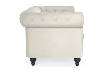 Chesterfield Lyx 2-seter Fløyelssofa – Liten dyp sofa - Beige Fløyel - Møbler - Sofaer - Fløyelssofaer