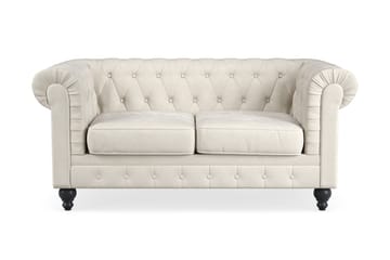 Chesterfield Lyx 2-seter Fløyelssofa – Liten dyp sofa - Beige Fløyel - Møbler - Sofaer - Fløyelssofaer