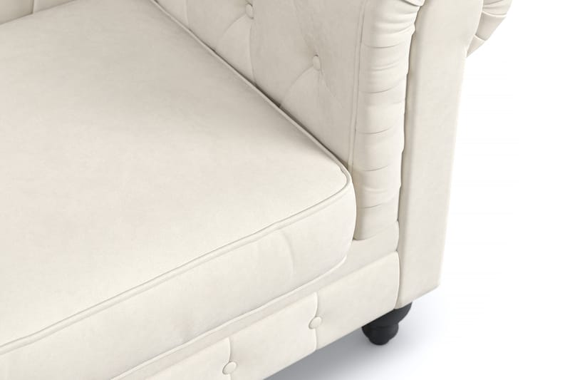 Chesterfield Lyx 2-seter Fløyelssofa – Liten dyp sofa - Beige Fløyel - Møbler - Sofaer - Fløyelssofaer