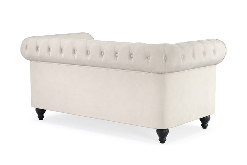 Chesterfield Lyx 2-seter Fløyelssofa – Liten dyp sofa - Beige Fløyel - Møbler - Sofaer - Fløyelssofaer