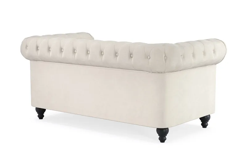 Chesterfield Lyx 2-seter Fløyelssofa – Liten dyp sofa - Beige - Møbler - Sofaer - Fløyelssofaer