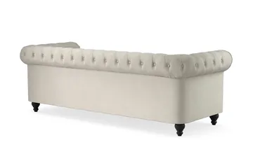 Chesterfield Lyx 3-seter Fløyelssofa – Dyp sofa - Beige / Hvit / Lys - Møbler - Sofaer - 3 seter sofa