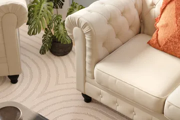 Chesterfield Lyx 3-seter Fløyelssofa – Dyp sofa - Beige - Møbler - Sofaer - 3 seter sofa