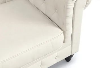 Chesterfield Lyx 3-seter Fløyelssofa – Dyp sofa - Beige - Møbler - Sofaer - 3 seter sofa