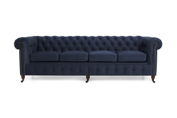 Fløyelssofa Chester Deluxe 4-seter - Petrolblå - Møbler - Sofaer - Chesterfield sofaer