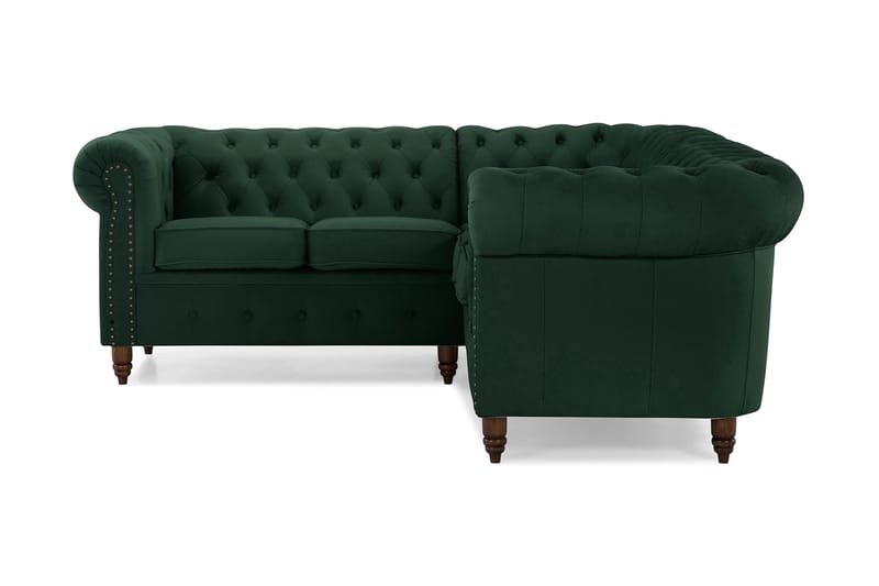 Hjørnesofa Chester Deluxe Fløyel - Mørkgrønn - Chesterfield hjørnesofa - Fløyelssofaer - Hjørnesofaer - Chesterfield sofaer