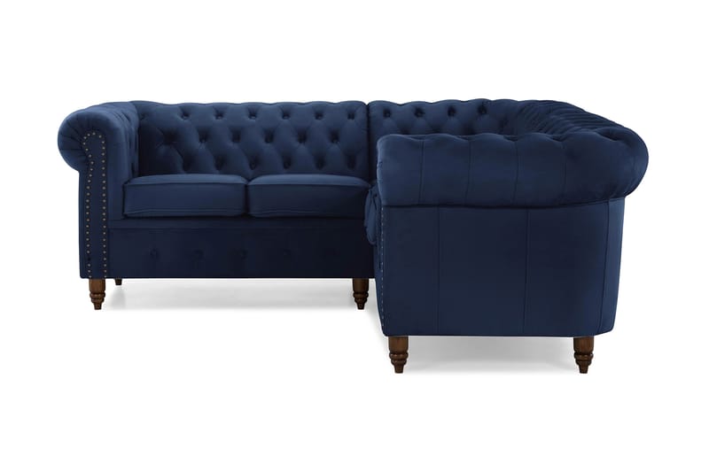 Hjørnesofa Chester Deluxe Fløyel - Petrolblå - Chesterfield hjørnesofa - Fløyelssofaer - Hjørnesofaer - Chesterfield sofaer